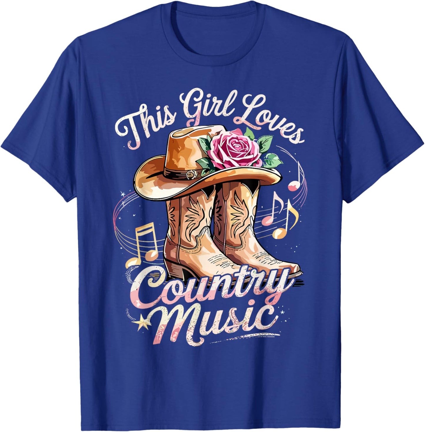 This Girl Loves Country Music Western Cowgirl T-Shirt - T-Shirt | Royal