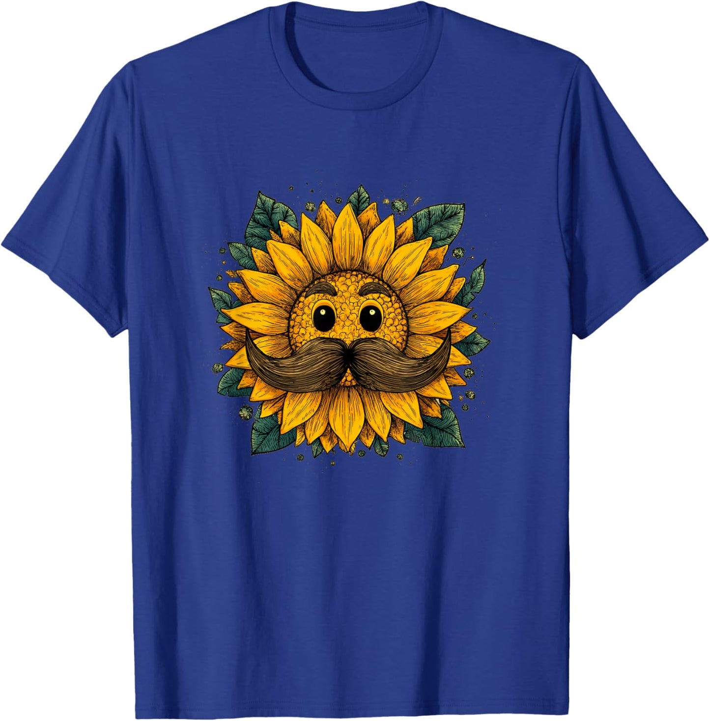 Funny Sunflower Costume with Mustache Beard T-Shirt - T-Shirt | Royal