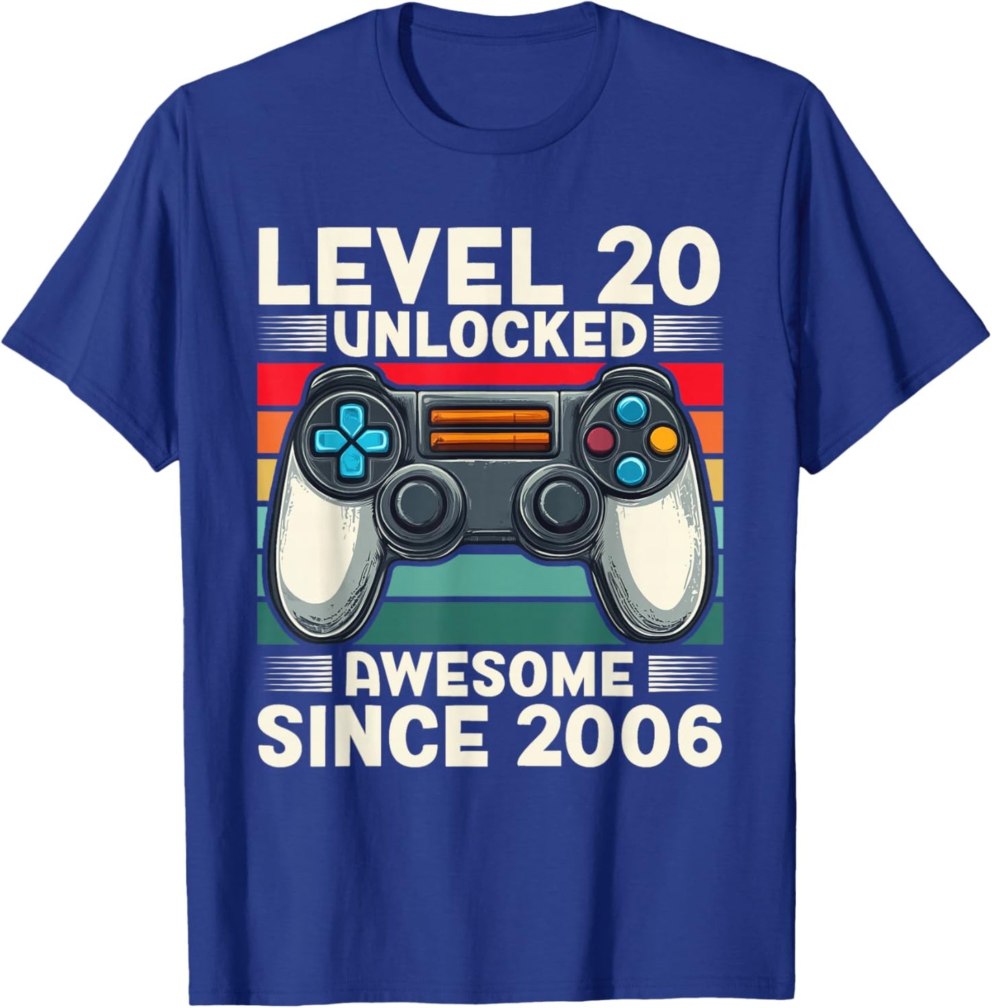 Level 20 Unlocked Awesome Since 2006 20th Birthday Gaming T-Shirt - T-Shirt | Royal