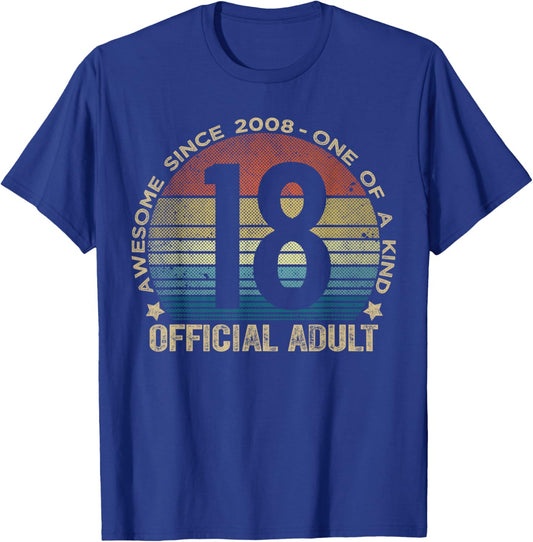 Official Adult 18 Year Old Gifts Vintage 2008 Boys T-Shirt - T-Shirt | Royal