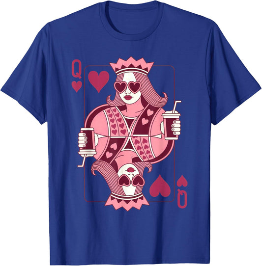 Queen of Hearts Playing Card Trendy Sunglasses Coffee T-Shirt - T-Shirt | Royal