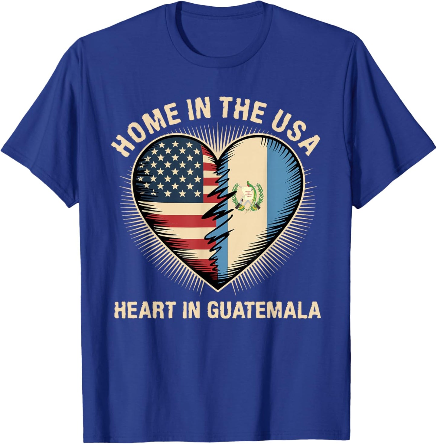 Home in The USA Heart in Guatemala American Guatemalan T-Shirt - T-Shirt | Royal