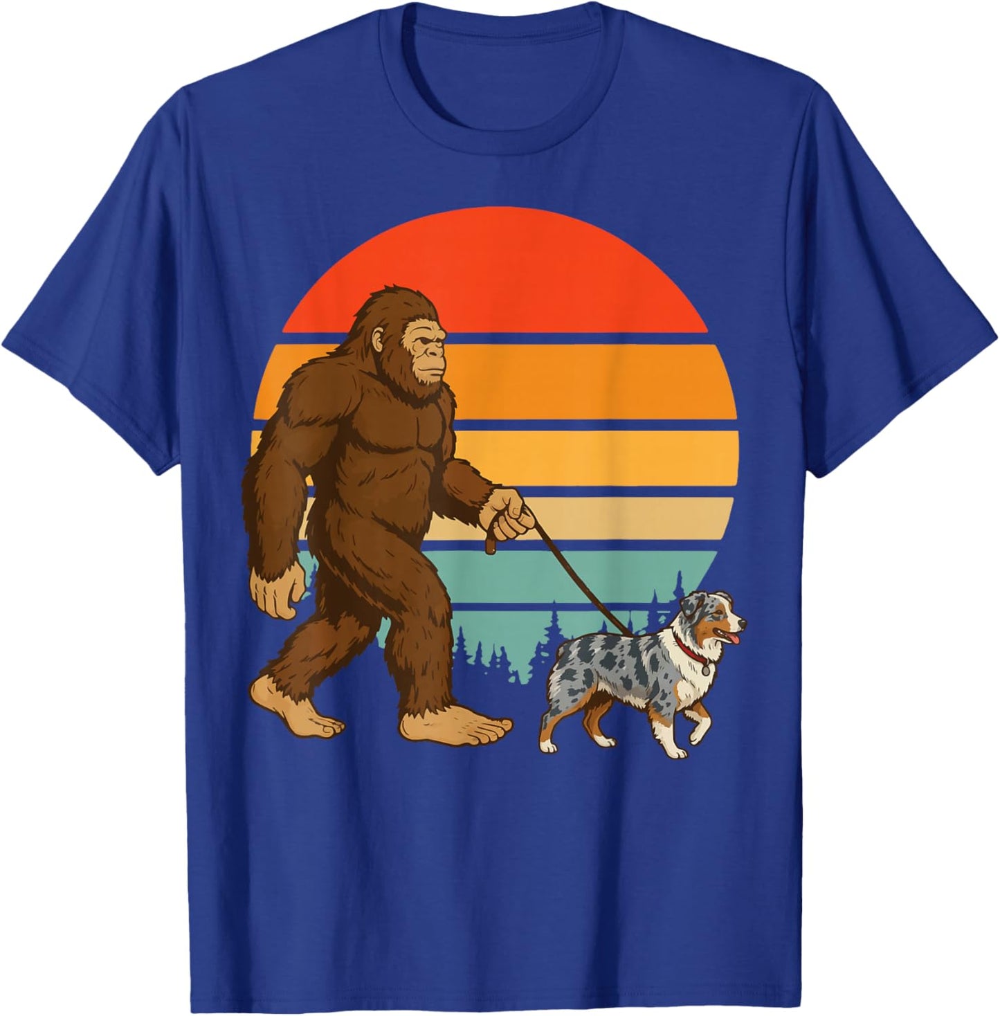 Bigfoot Australian Shepherd Retro Aussie Vintage T-Shirt - T-Shirt | Royal