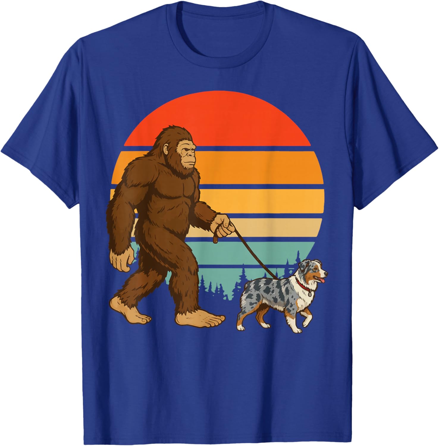 Bigfoot Australian Shepherd Retro Aussie Vintage T-Shirt - T-Shirt | Royal