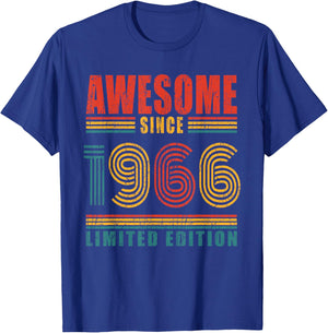 60th Birthday Awesome Since 1966 Vintage 60 Birthday T-Shirt - T-Shirt | Royal