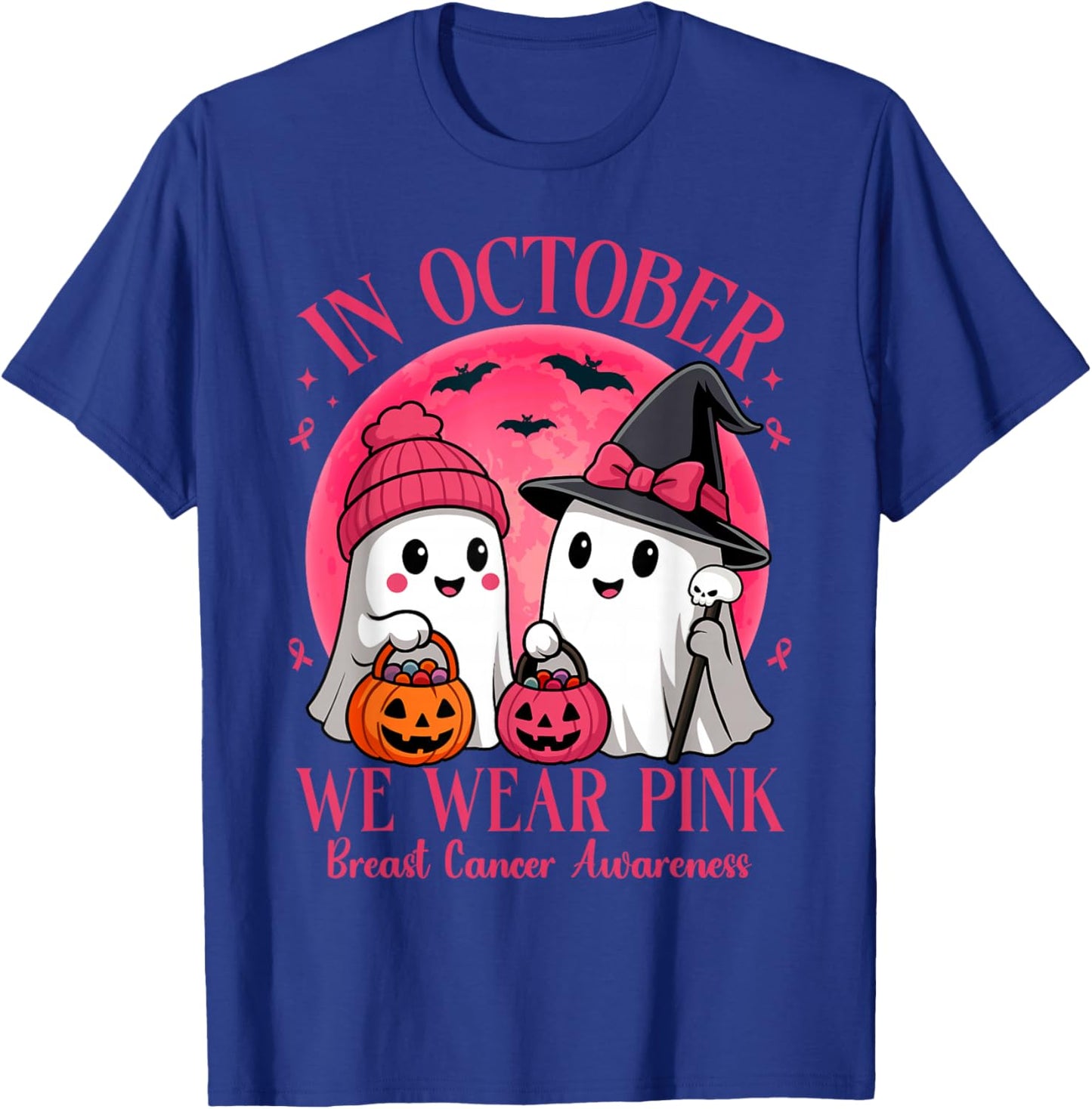 Breast Cancer Halloween in October We Wear Pink T-Shirt - T-Shirt | Royal