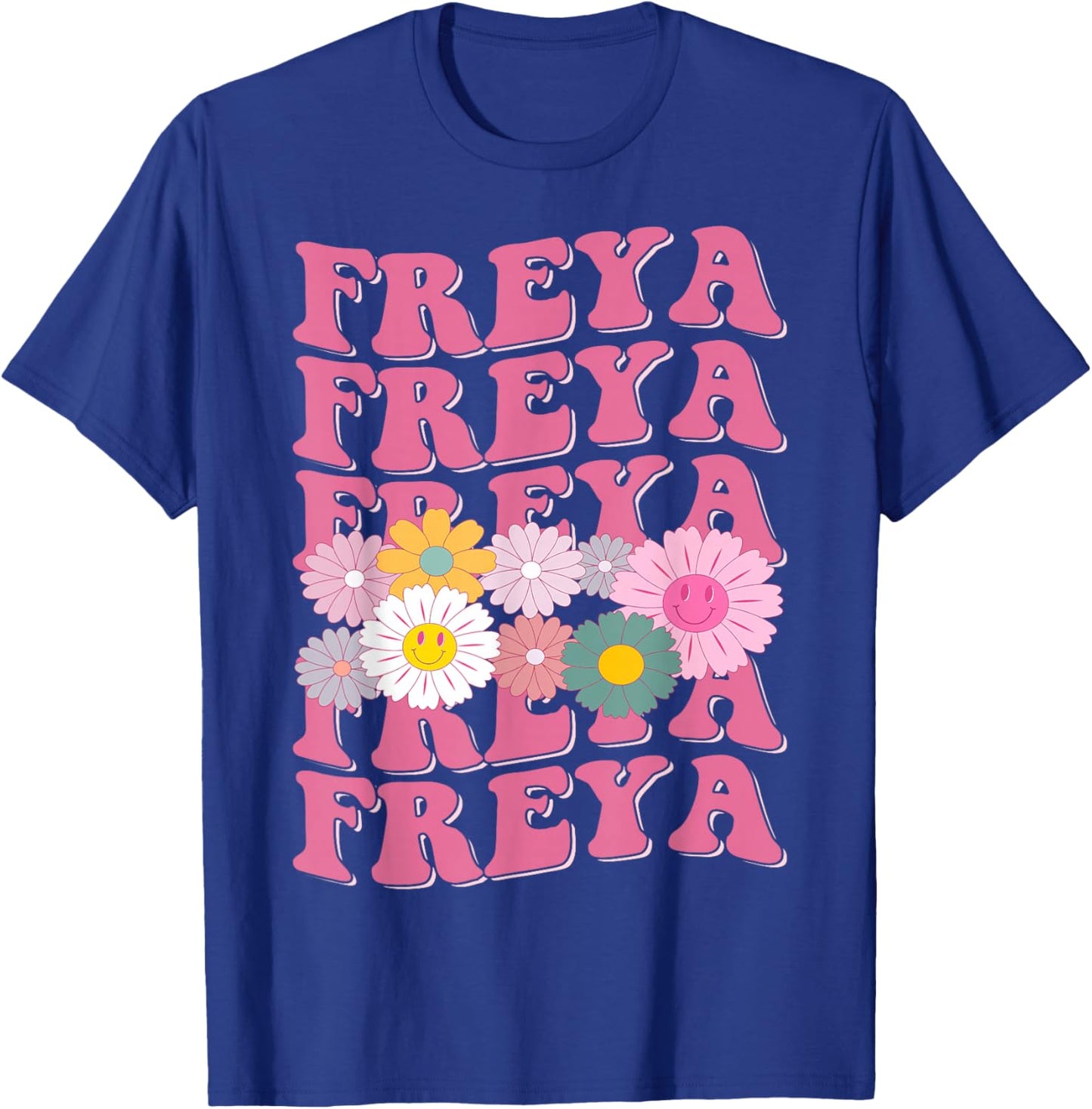 Girl Retro Freya First Name Personalized Groovy 80's T-Shirt - T-Shirt | Royal