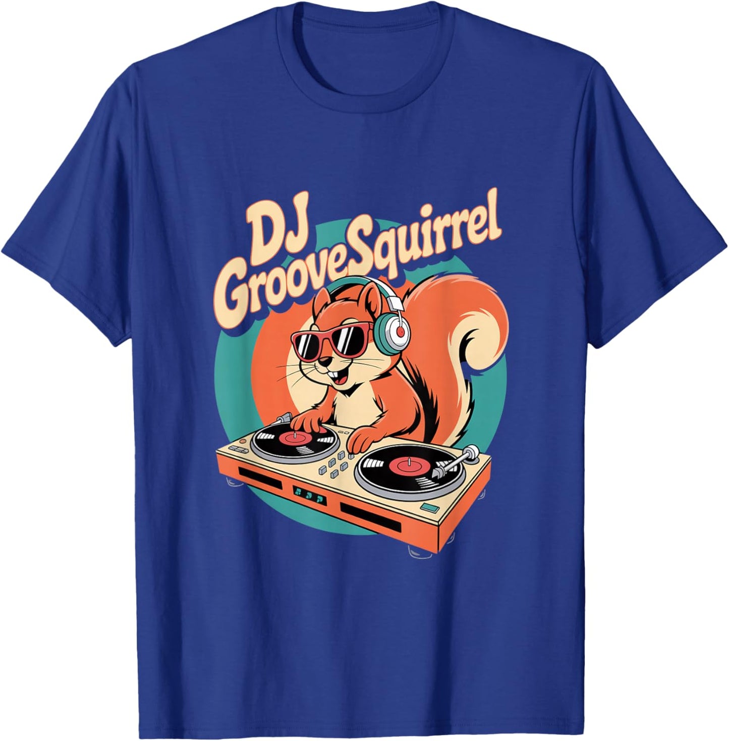 DJ Groove Squirrel Retro Turntable Club Vibes T-Shirt - T-Shirt | Royal