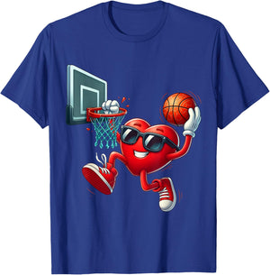 Valentines Day Basketball Dunking Sports Men Boys Kids Youth T-Shirt - T-Shirt | Royal