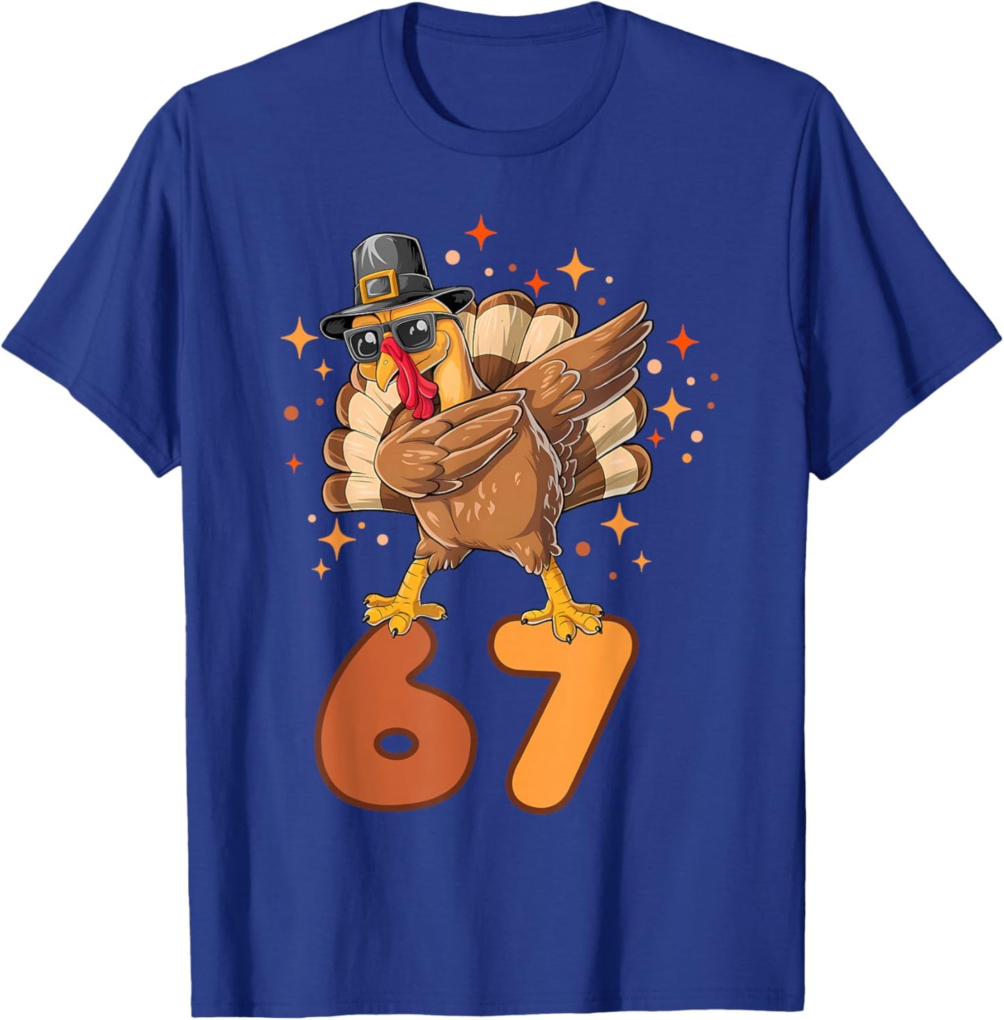 Funny Turkey Dab 67 Six Seven Thanksgiving Meme Brainrot T-Shirt - T-Shirt | Royal