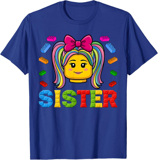 Sister Master Builder Building Bricks Blocks Family Matching T-Shirt - T-Shirt | Royal