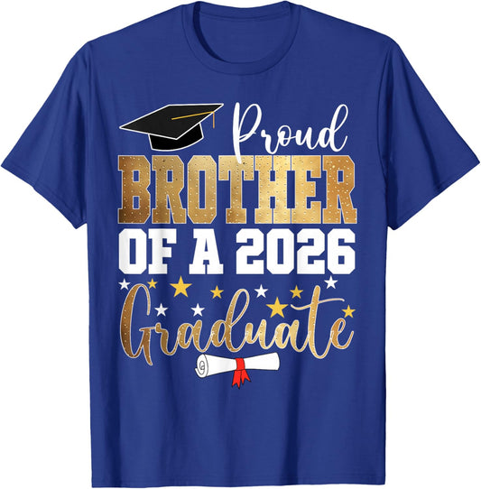 Proud Brother of A 2026 Graduate Brother Graduation 2026 Bro T-Shirt - T-Shirt | Royal