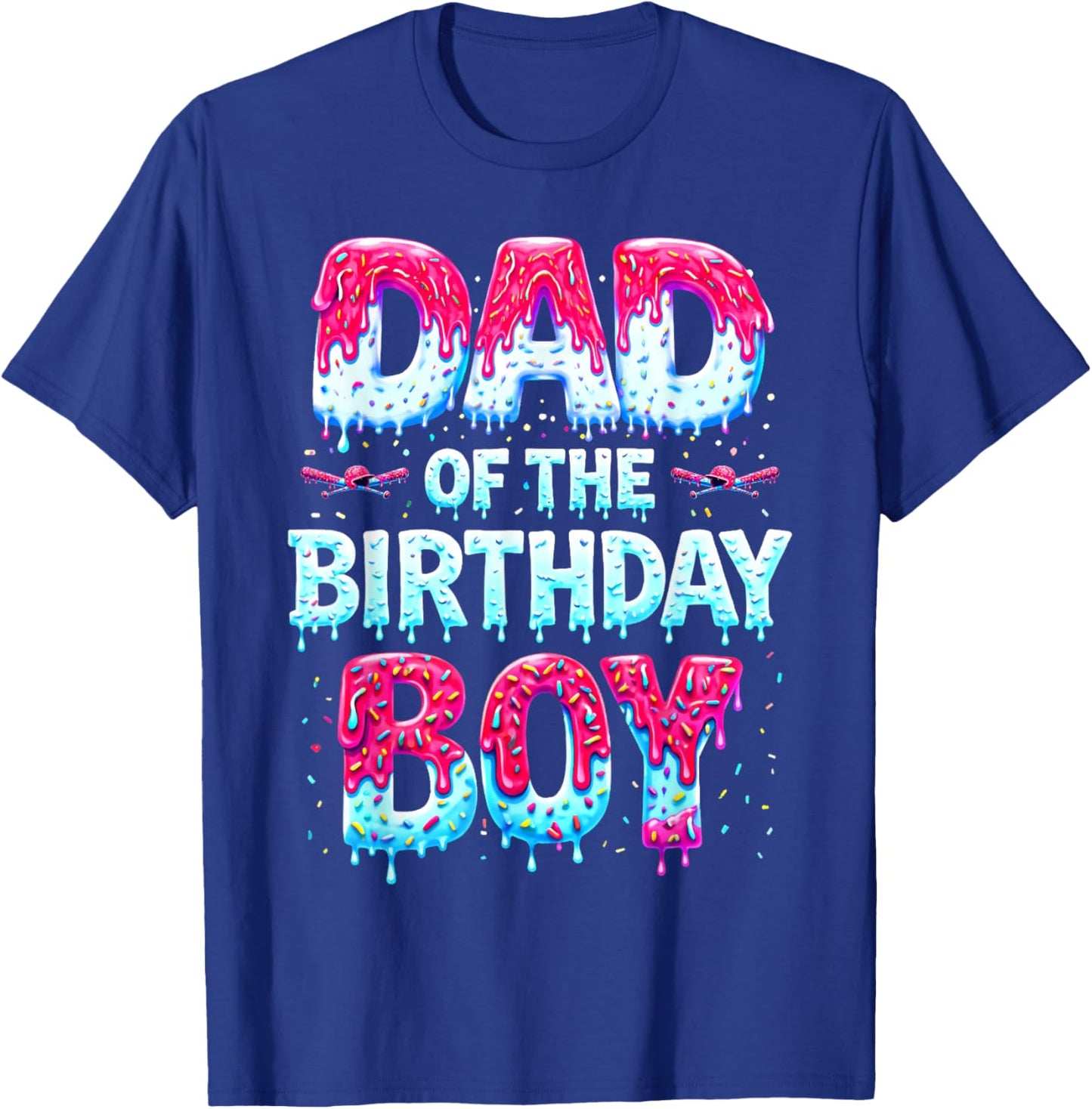 Dad of The Birthday Boy Ice Cream Baseball Family Party T-Shirt - T-Shirt | Royal