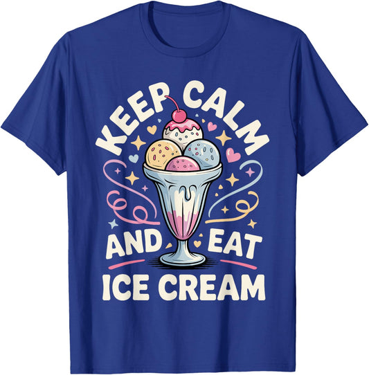 Funny Ice Cream Art Women Kids Dessert Ice Cream Fan T-Shirt - T-Shirt | Royal