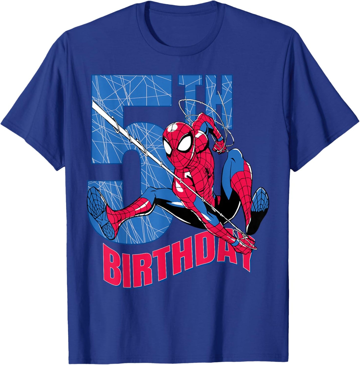 Marvel Comics Spider-Man 5th Birthday Hero Web Action T-Shirt - T-Shirt | Royal