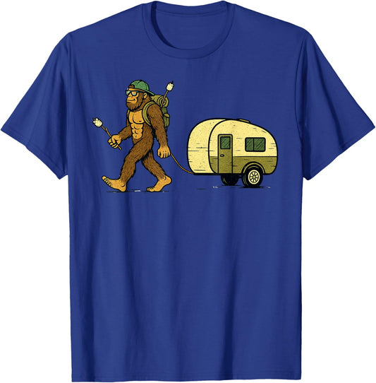 Vintage Sasquatch Funny Hiking Camping T-Shirt - T-Shirt | Royal