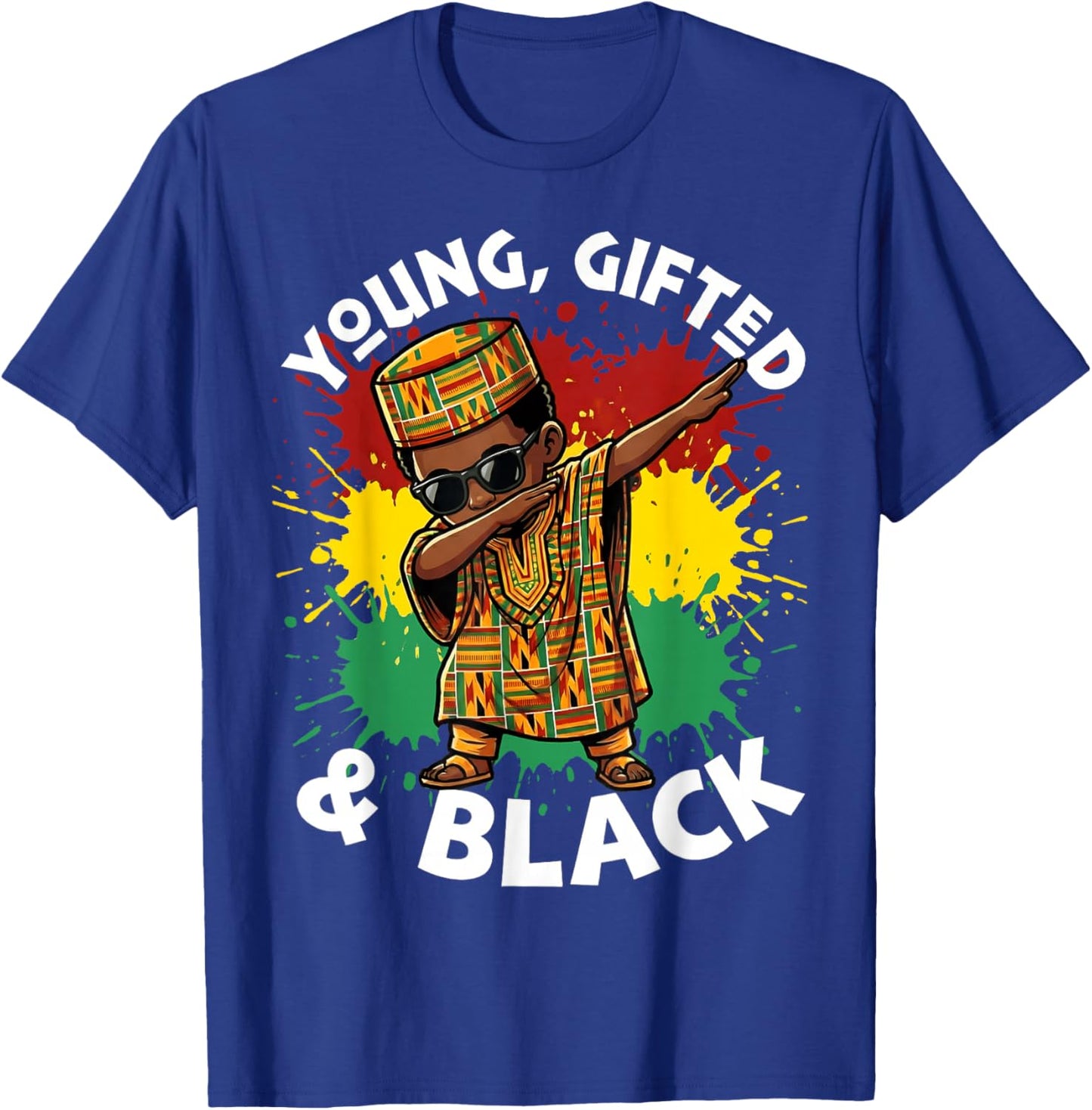 Dabbing African Boy Kid Toddler Young Gifted Black History T-Shirt - T-Shirt | Royal