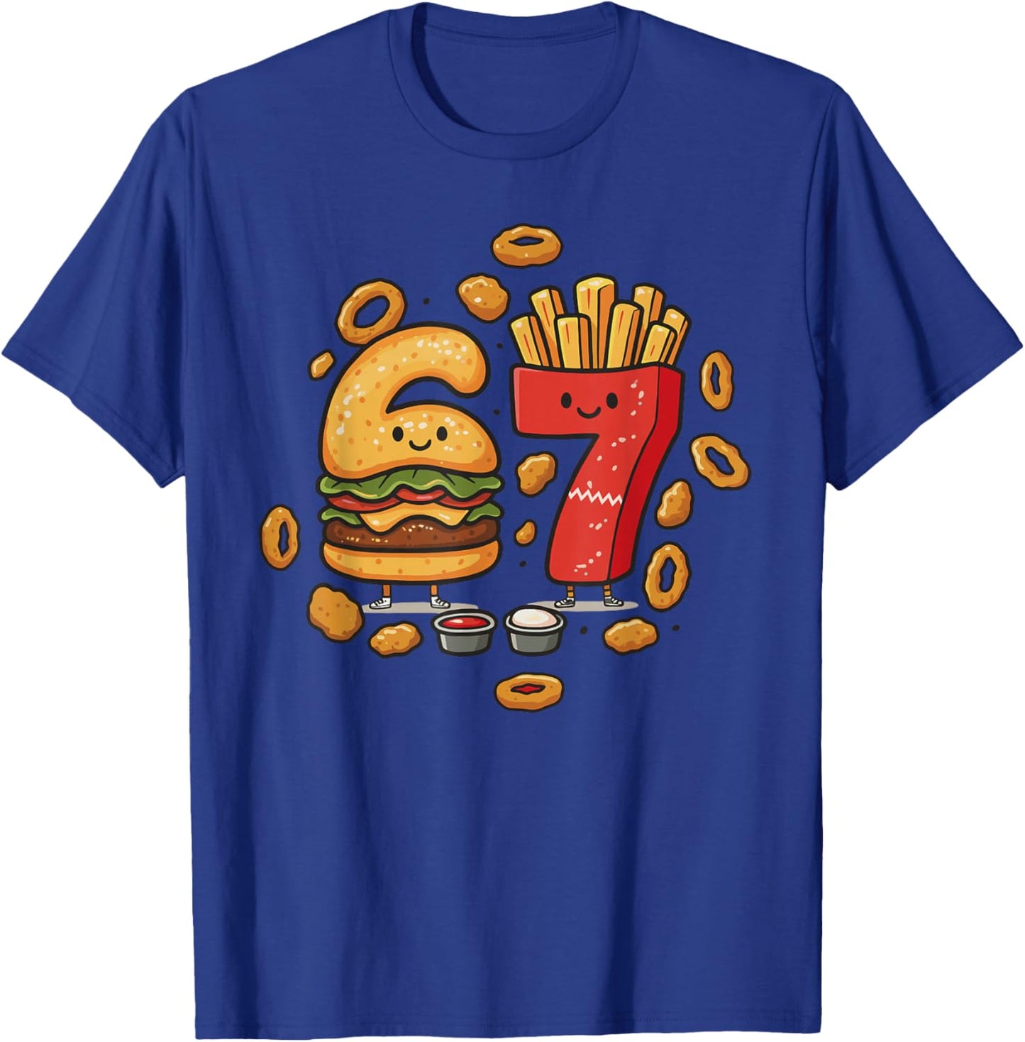 Funny Fast Food 67 Burger Fries Chicken Nugget Six Seven T-Shirt - T-Shirt | Royal