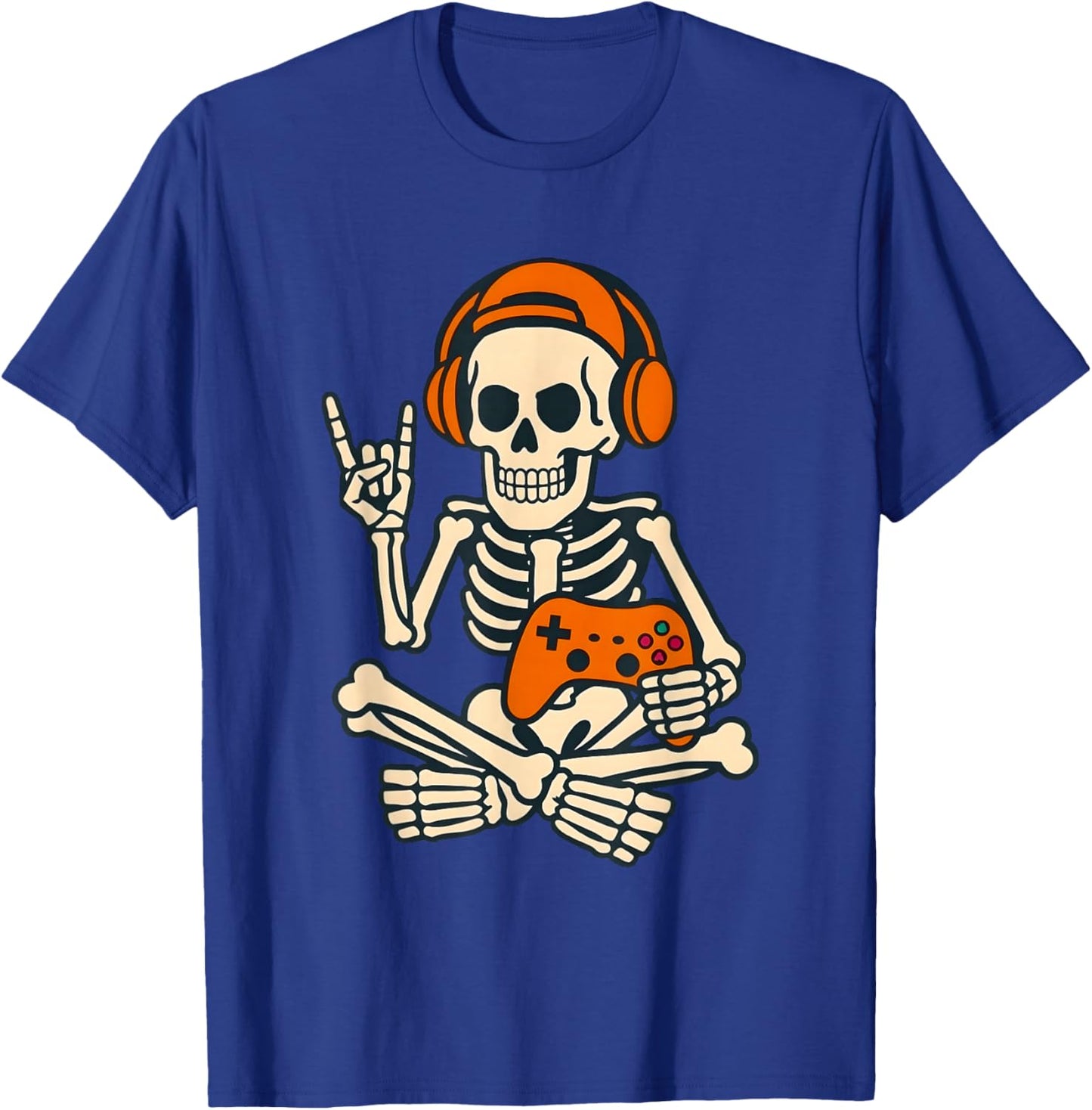 Halloween Skeleton Gamer Video Gaming Boys Men Kids T-Shirt - T-Shirt | Royal