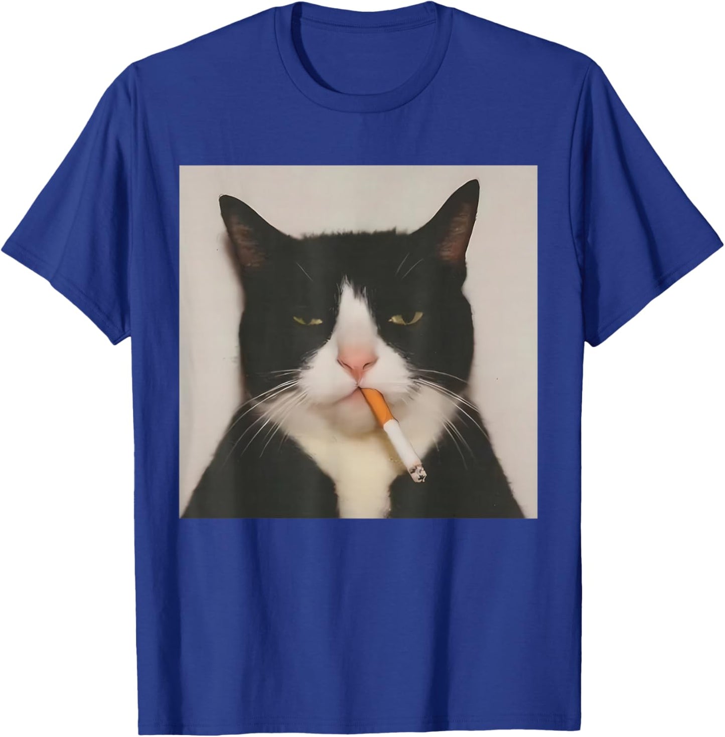 Cute Tuxedo Cat Smoking Cigarette Funny Kitten Meme T-Shirt - T-Shirt | Royal