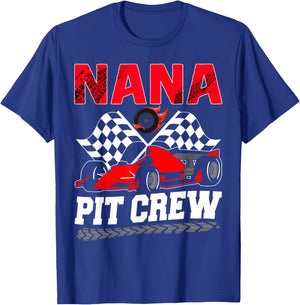 Nana Pit Crew Racing Family Race Car Birthday Boy T-Shirt - T-Shirt | Royal