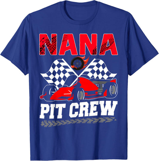 Nana Pit Crew Racing Family Race Car Birthday Boy T-Shirt - T-Shirt | Royal
