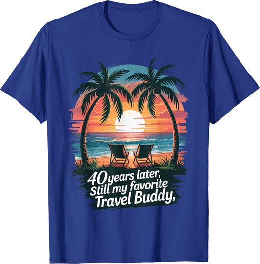40th Wedding Anniversary Shirt Summer Vacation Beach Trip T-Shirt - T-Shirt | Royal