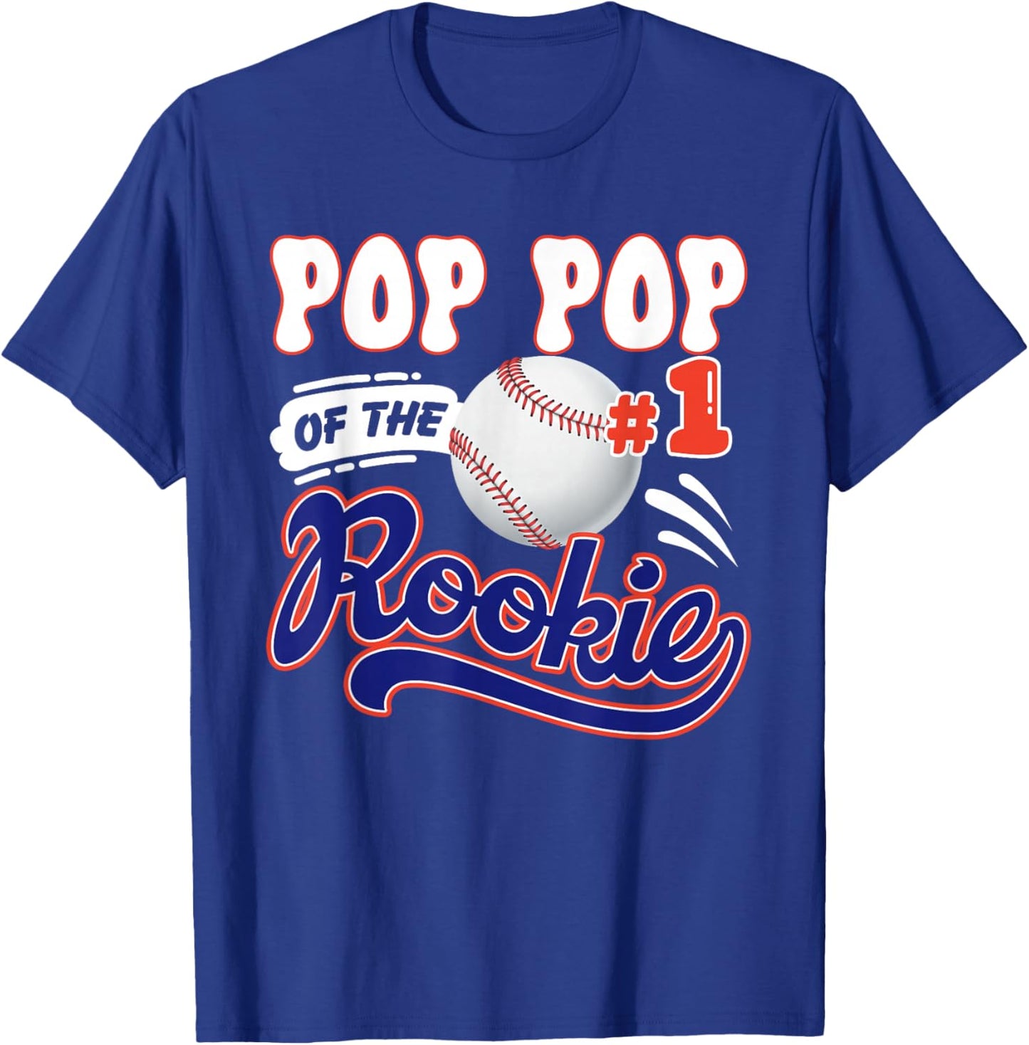 Pop Pop Rookie of Year 1st Birthday Baseball Theme Matching T-Shirt - T-Shirt | Royal
