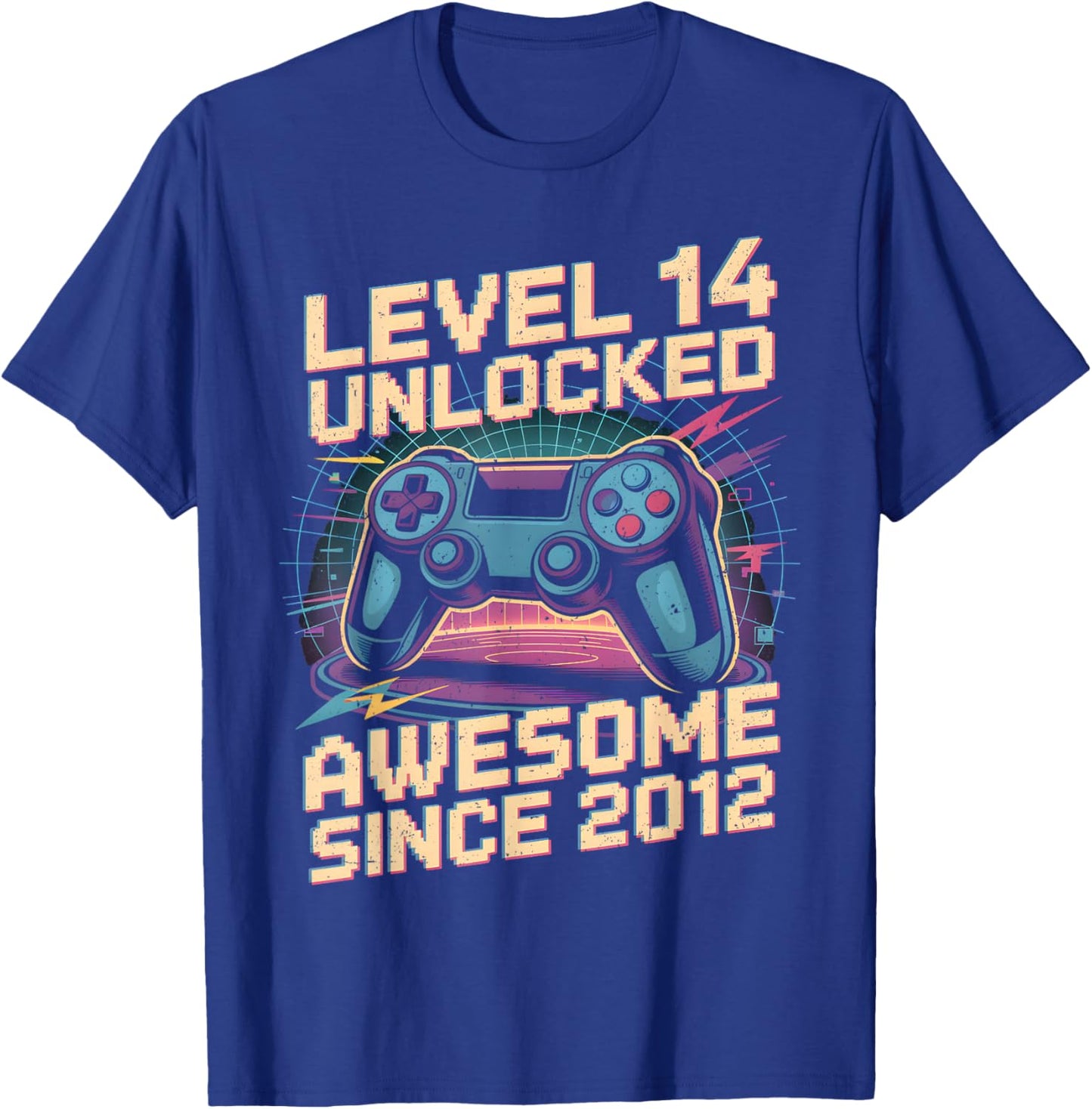 14 Year Old Boy Level 14 Gamer 2012 14th Birthday Party Gift T-Shirt - T-Shirt | Royal