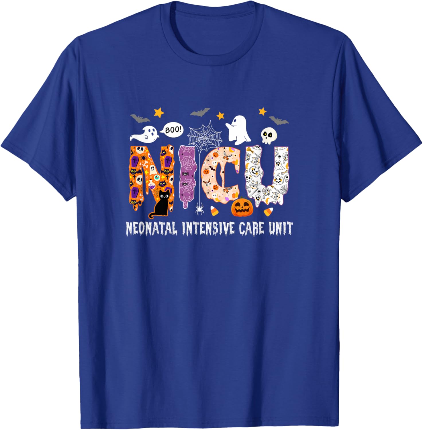Nicu Nurse Halloween Spooky Ghose Neonatal Intensive Care T-Shirt - T-Shirt | Royal