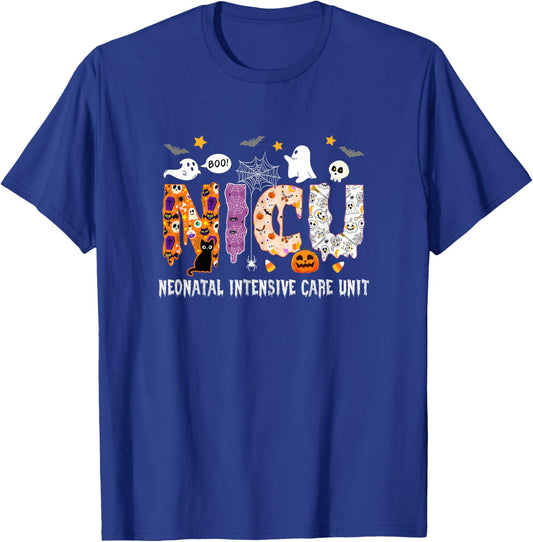 Nicu Nurse Halloween Spooky Ghose Neonatal Intensive Care T-Shirt - T-Shirt | Royal