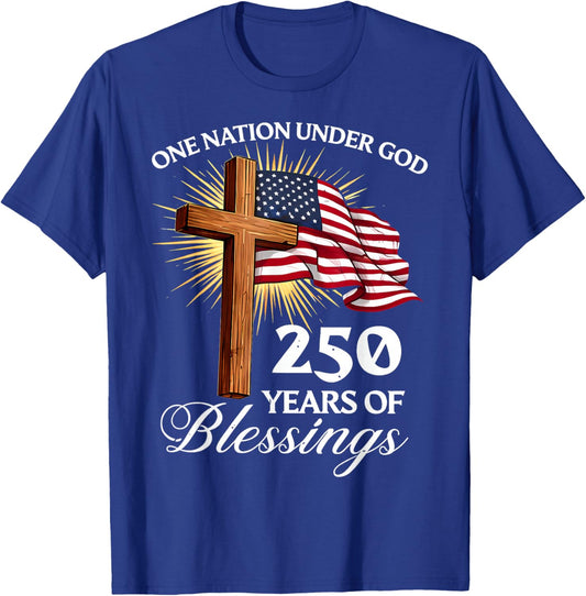 One Nation Under God 250 Years 250th Anniversary USA Men T-Shirt - T-Shirt | Royal