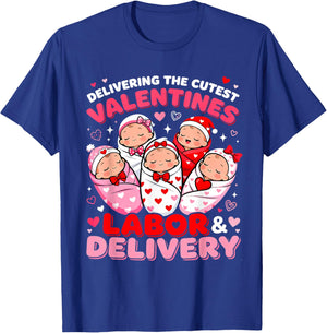 Labor and Delivery Valentine Cute Baby Nurse Design T-Shirt - T-Shirt | Royal