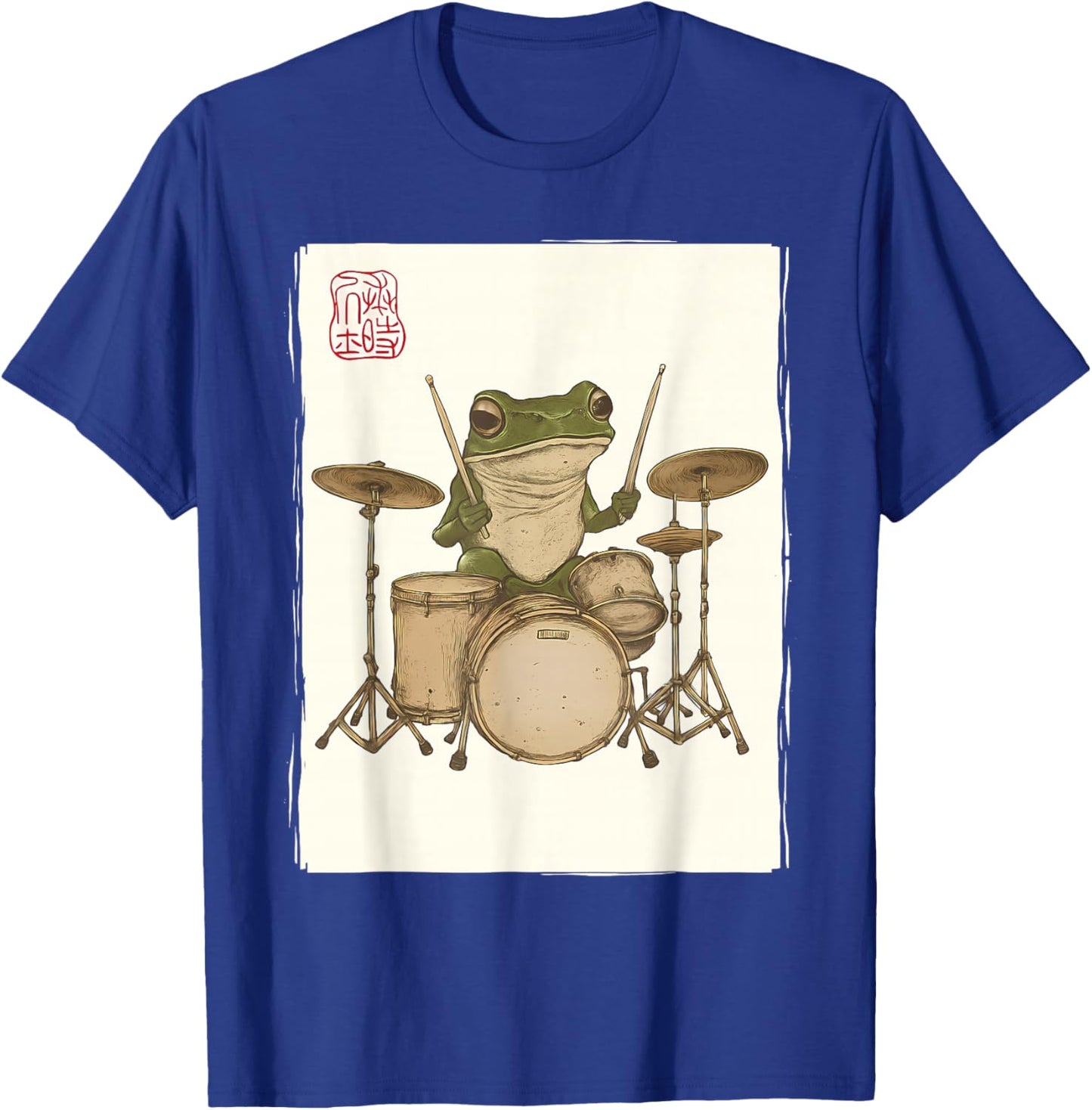 Funny Frog Drum Rock Music Kawaii Japanese T-Shirt - T-Shirt | Royal