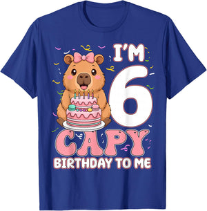 6 Years Old Capy Birthday to Me 6th Birthday Capybara Girl T-Shirt - T-Shirt | Royal