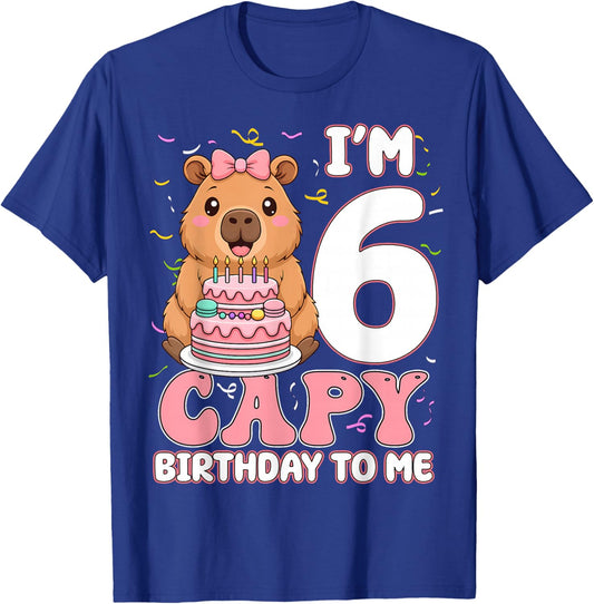 6 Years Old Capy Birthday to Me 6th Birthday Capybara Girl T-Shirt - T-Shirt | Royal