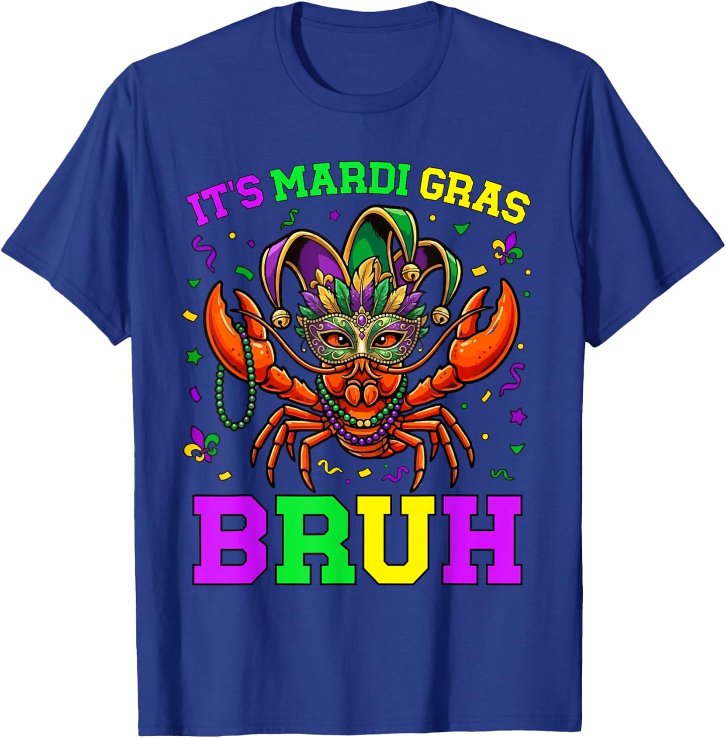 Bruh Mardi Gras Crawfish Boys Girls Kids Mardi Gras T-Shirt - T-Shirt | Royal