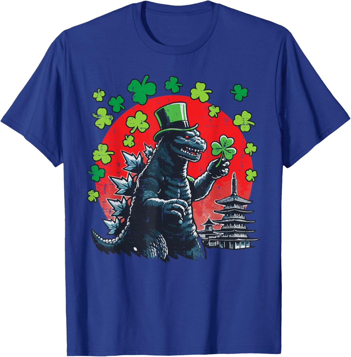 St Patricks Day Kaiju Japanese Monster Irish Men Women Kids T-Shirt - T-Shirt | Royal