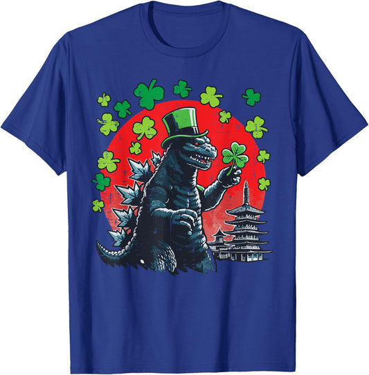 St Patricks Day Kaiju Japanese Monster Irish Men Women Kids T-Shirt - T-Shirt | Royal