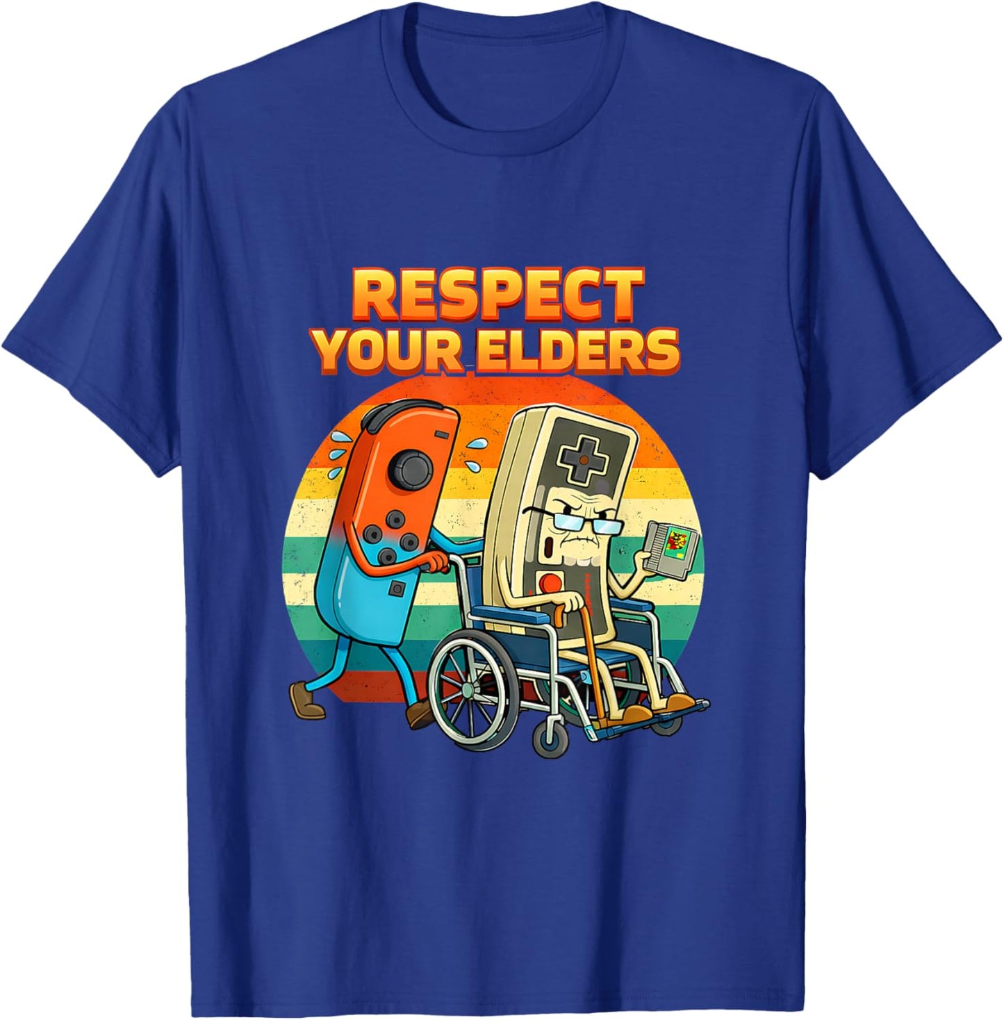 Retro Gamer Respect Elders Classic Funny Video Games T-Shirt - T-Shirt | Royal