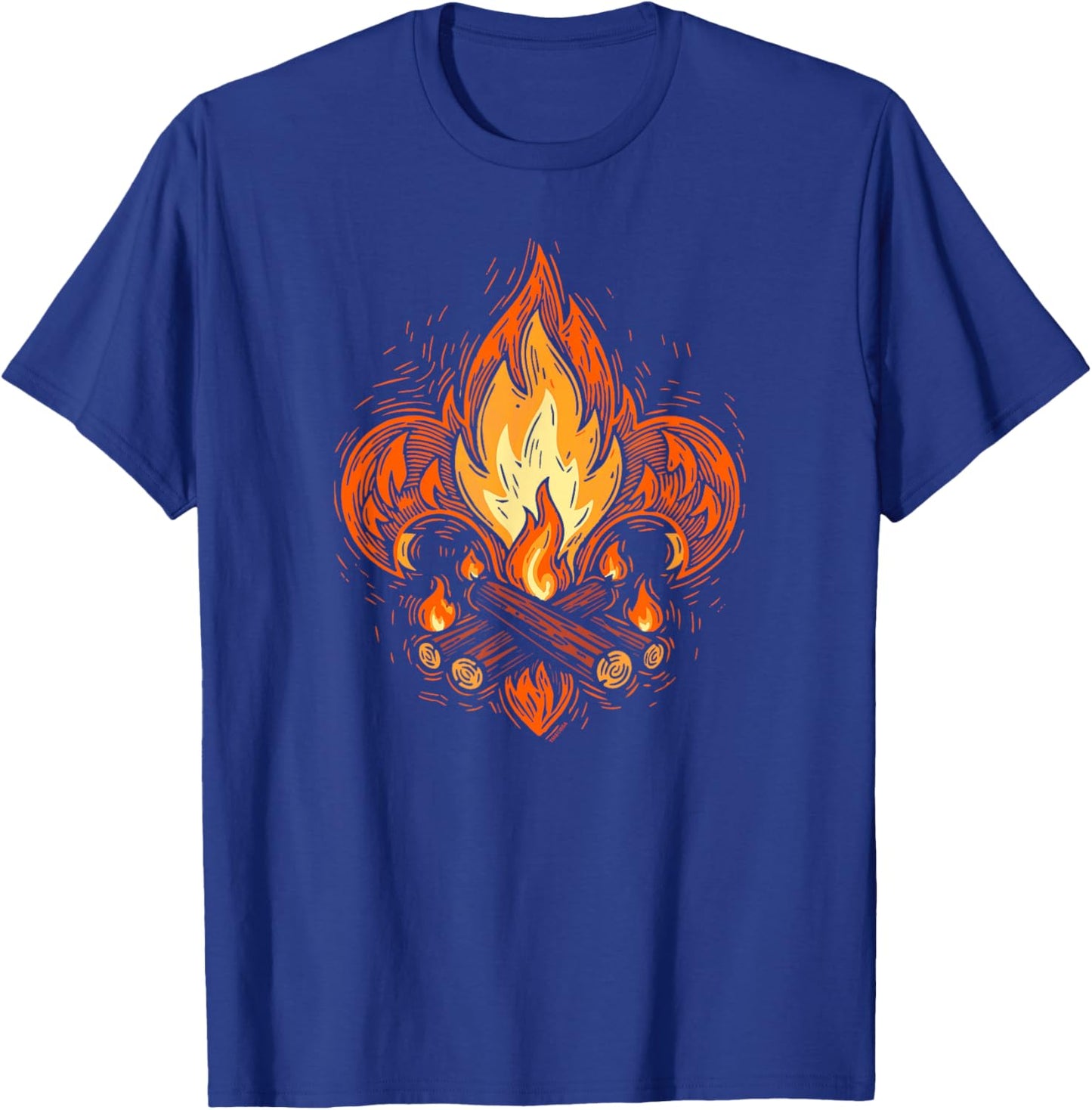 Campfire Fleur-De-Lis Abstract Scouting Logo Art T-Shirt - T-Shirt | Royal