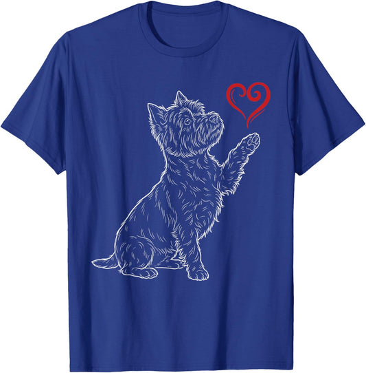 West Highland White Terrier Dog Art Holding Heart Valentines T-Shirt - T-Shirt | Royal