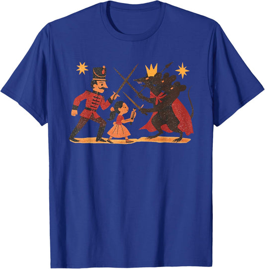 Vintage Nutcrackers Ballet Sugar Plum Fairy Girl Mouse Xmas T-Shirt - T-Shirt | Royal