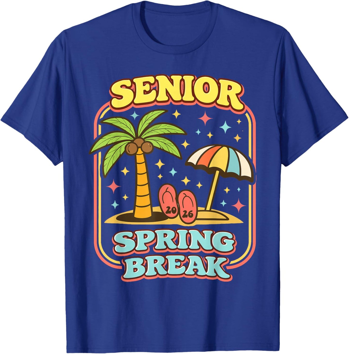 Vintage Senior Spring Break 2026 Tropical Summer Vacation T-Shirt - T-Shirt | Royal