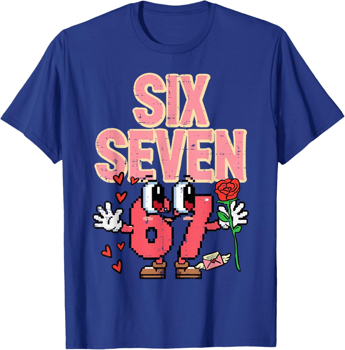 Six Seven 6 7 Valentines Day Retro 67 Meme Kids Boys Youth T-Shirt - T-Shirt | Royal