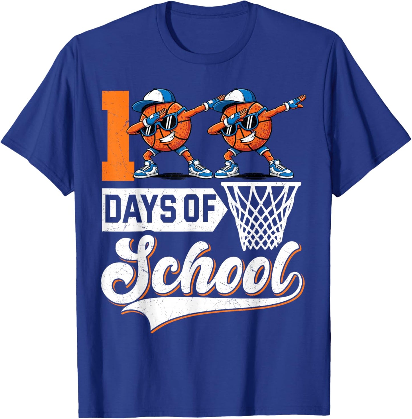 Kids 100 Days of School Boys 100th Day of School Basketball T-Shirt - T-Shirt | Royal