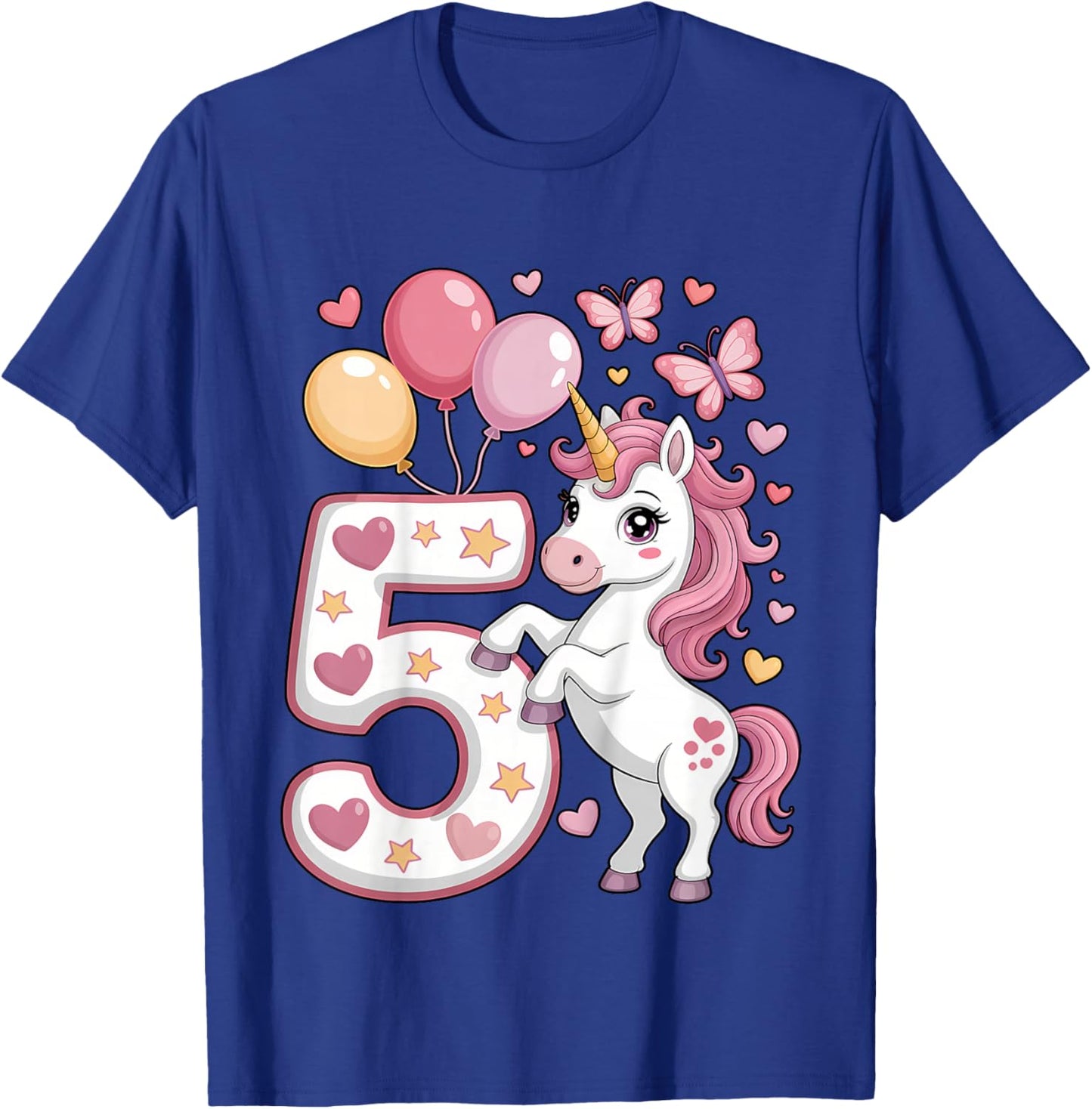 Unicorn 5th Birthday Girl Age 5 Horse I Am 5 Years Old Kids T-Shirt - T-Shirt | Royal