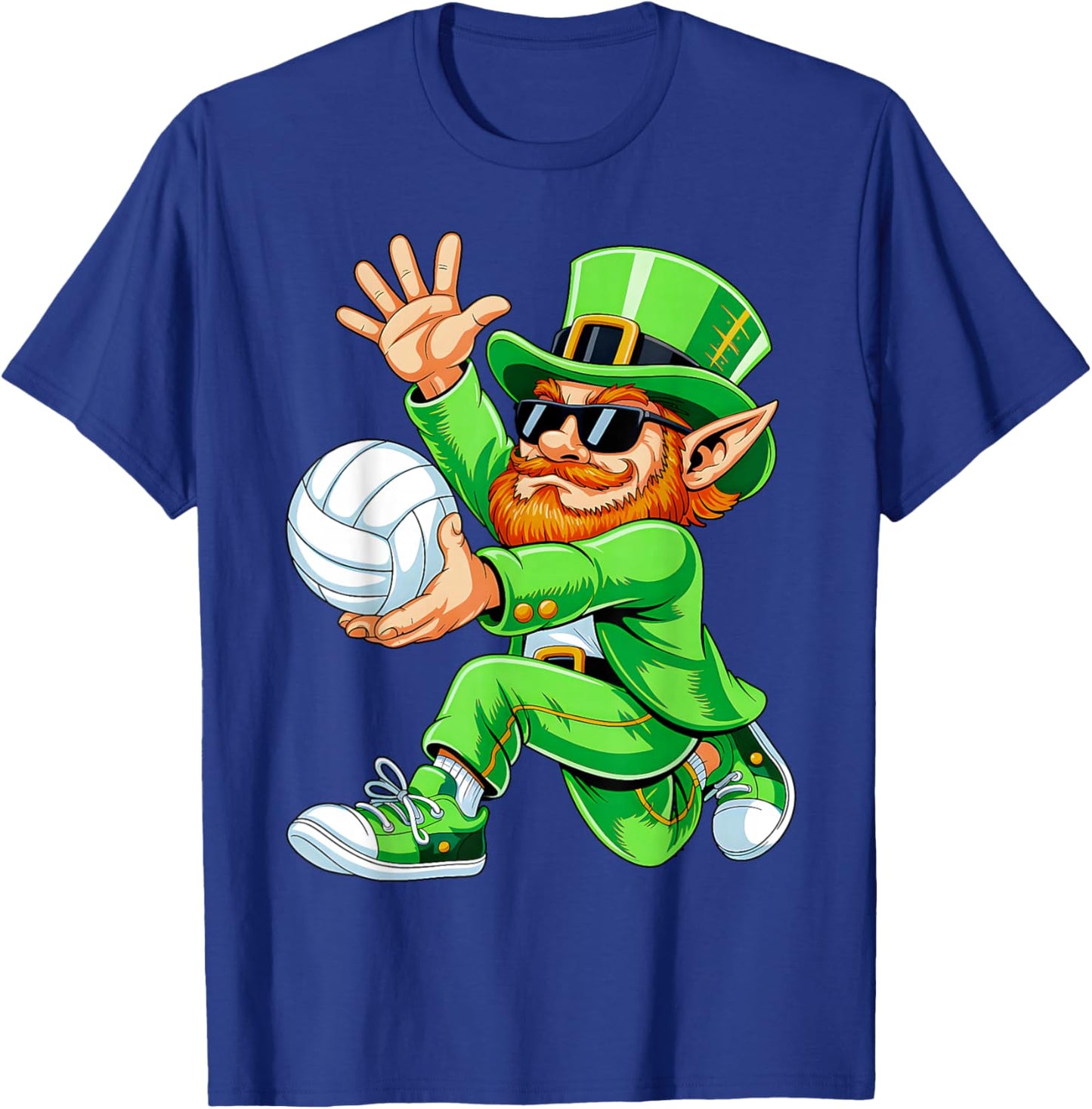 Leprechaun Playing Volleyball Funny St Patricks Day Sport T-Shirt - T-Shirt | Royal