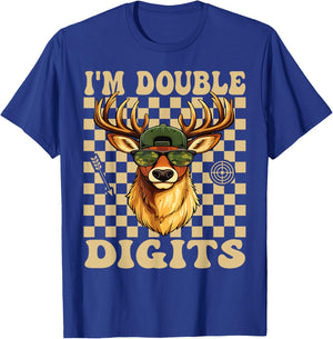 Bruh I'm Double Digits 10th Birthday Deer 10 Year Old Boys T-Shirt - T-Shirt | Royal