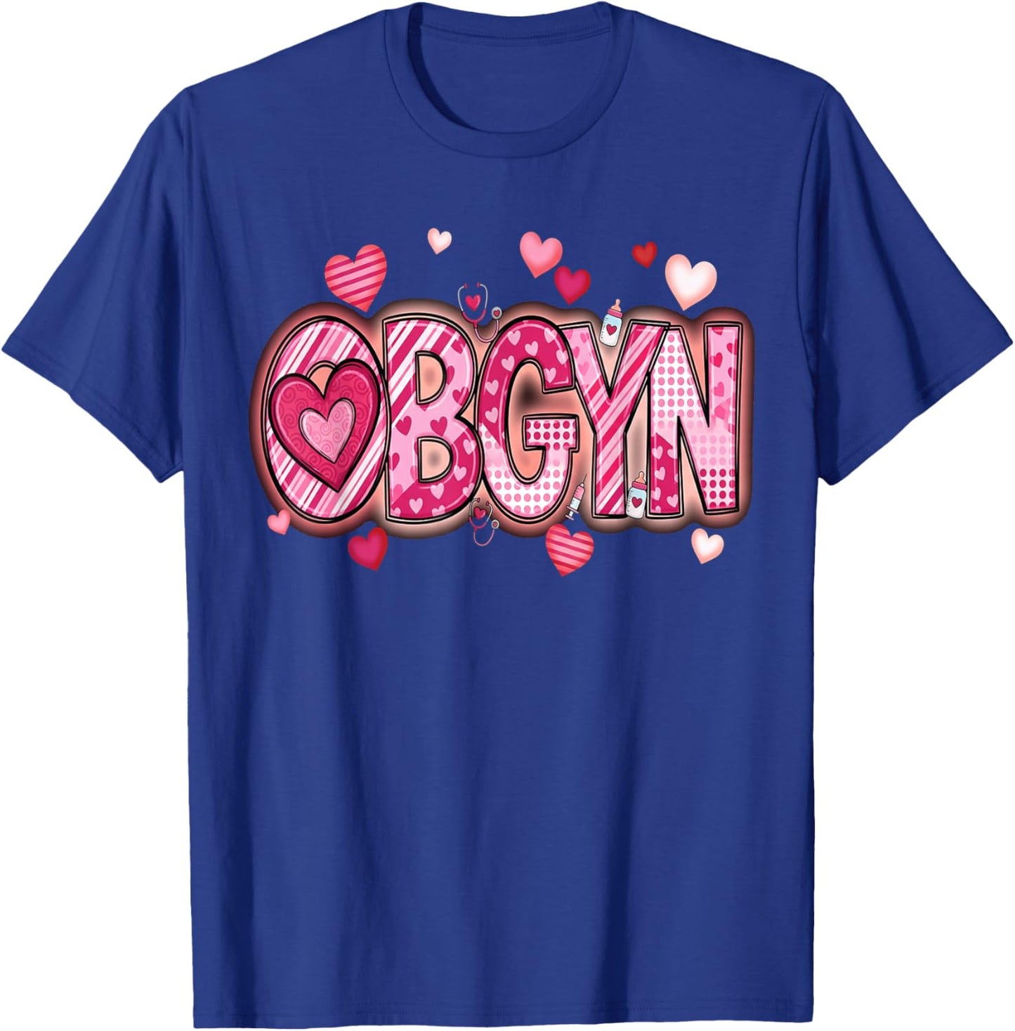 L&D Obstetrics Heart Nurse OBGYN Valentines Gynecology T-Shirt - T-Shirt | Royal
